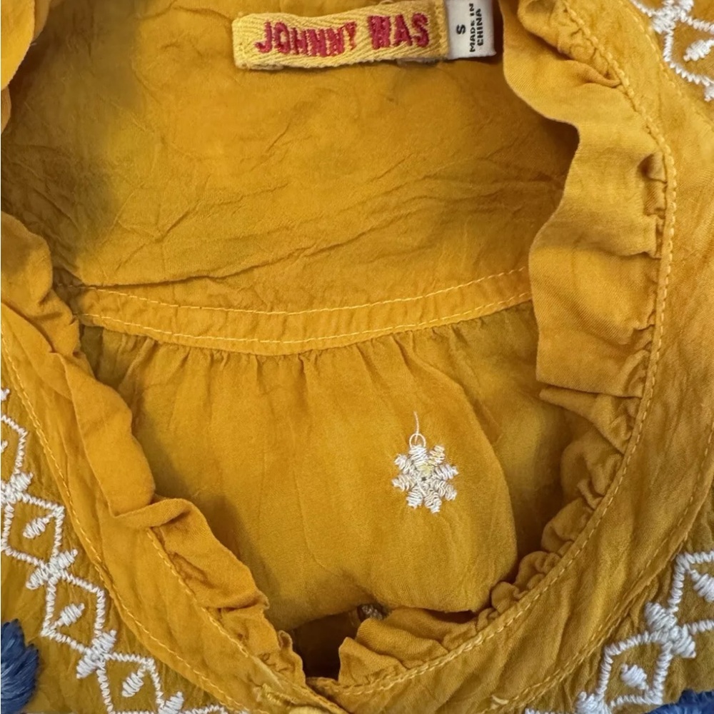 RARE Johnny Was Tove Tove Yellow Floral Embroidered Button Down BlouseSz S XC - Picture 10 of 13